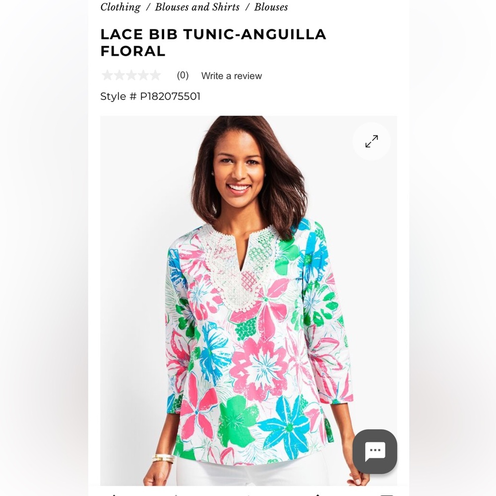 Talbots Lace Bib Tunic - Anguilla floral. Worn‎ twice. Great condition